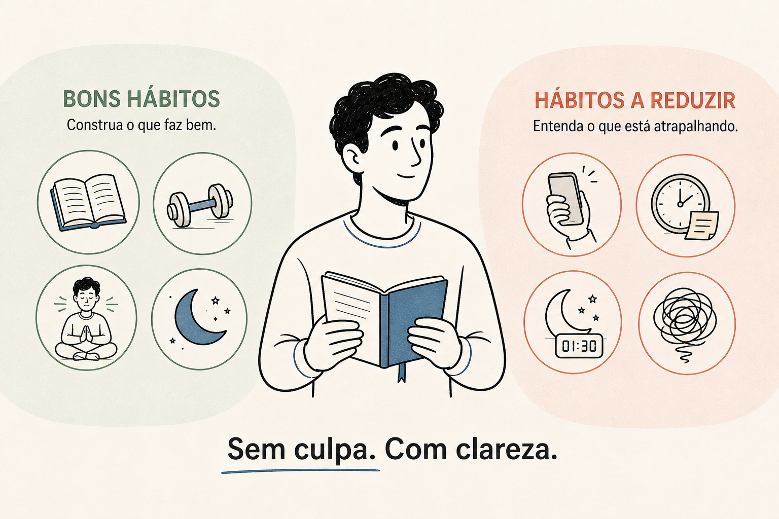 Comparação entre bons hábitos e hábitos a reduzir